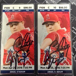 2016 Angels vs Royals Mike Trout signed Tickets